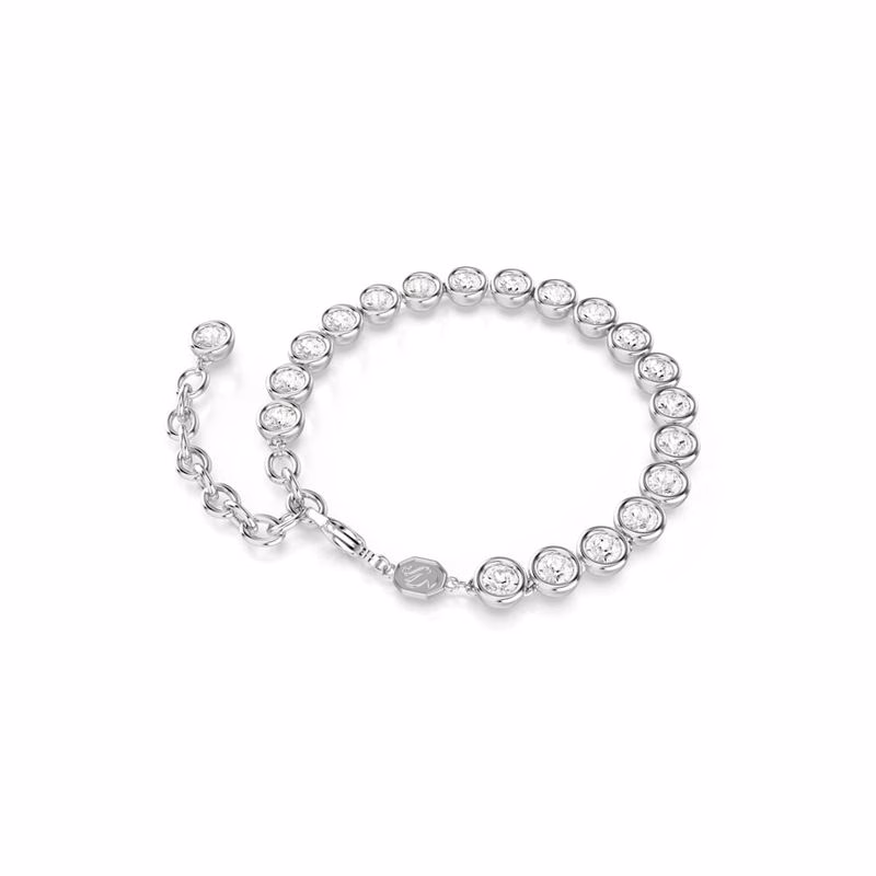 Imber Tennisarmband, runder Schliff, weiß, rhodiniert