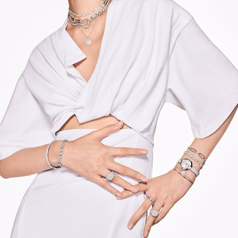 Meteora-Armband, Weiß, Rhodium-Beschichtung
