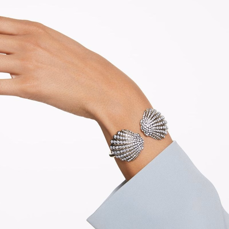Idyllia Armband, Muschel, Weiß, Goldfarben plattiert