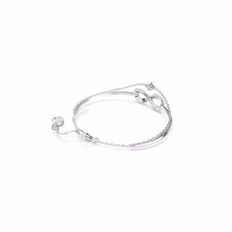 Hyperbola-Armband, Unendlichkeitssymbol, Weiß, Rhodium-Beschichtung
