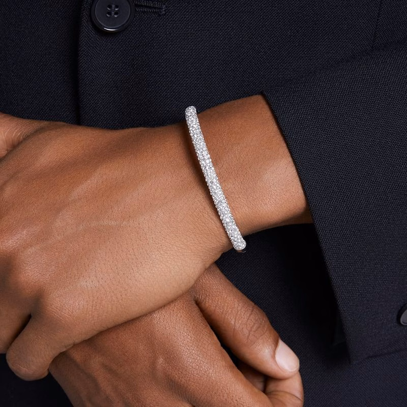 Meteora-Armband, Schneepavé, Weiß, Rhodium-Beschichtung