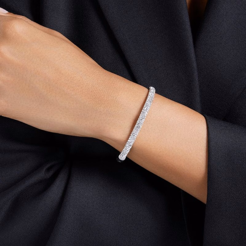 Meteora-Armband, Schneepavé, Weiß, Rhodium-Beschichtung