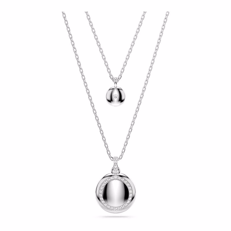 Meteora-Anhänger, mehrlagig, Weiß, Rhodium-Beschichtung