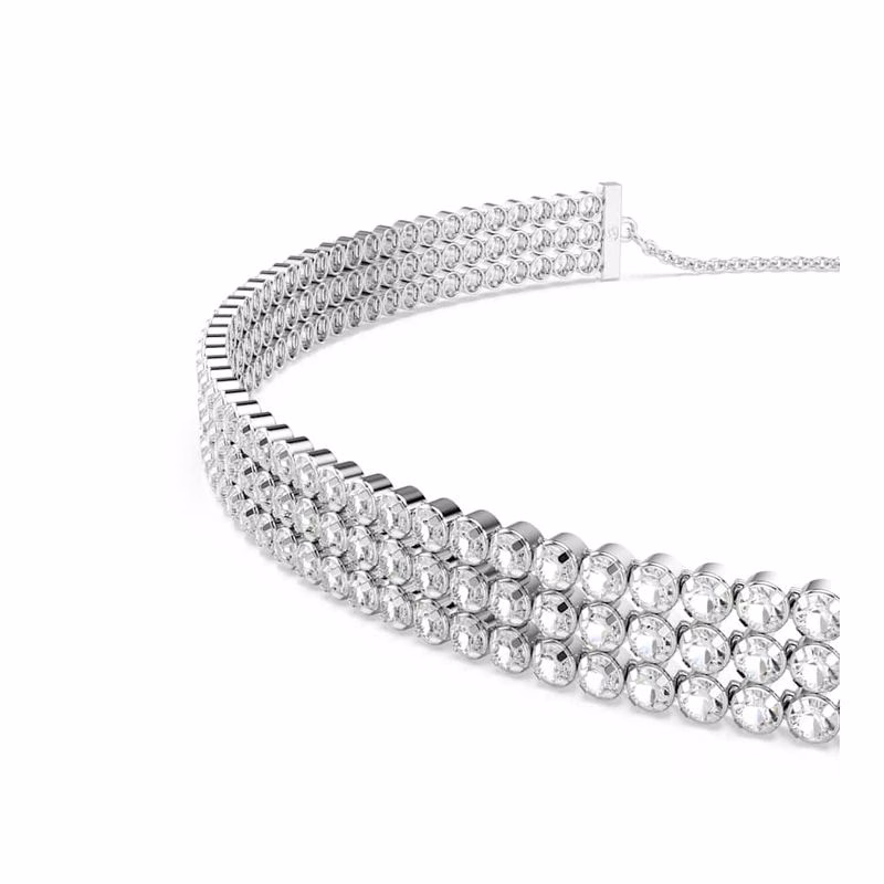 Matrix Tennis Choker, runder Schliff, weiß, rhodiniert