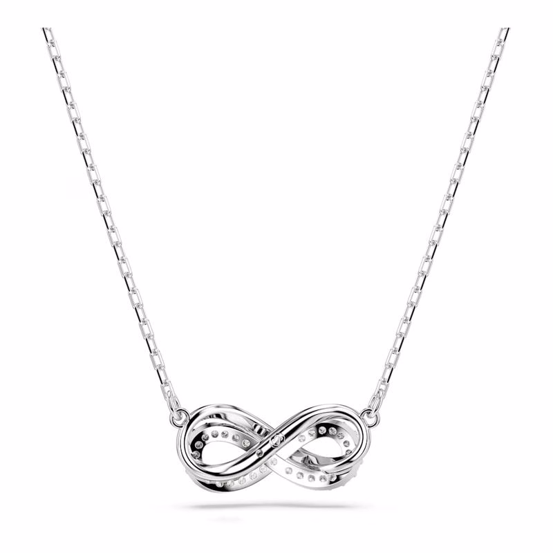 Hyperbel-Anhänger, Pavé-Fassung, Unendlichkeitssymbol, Weiß, Rhodium-Beschichtung