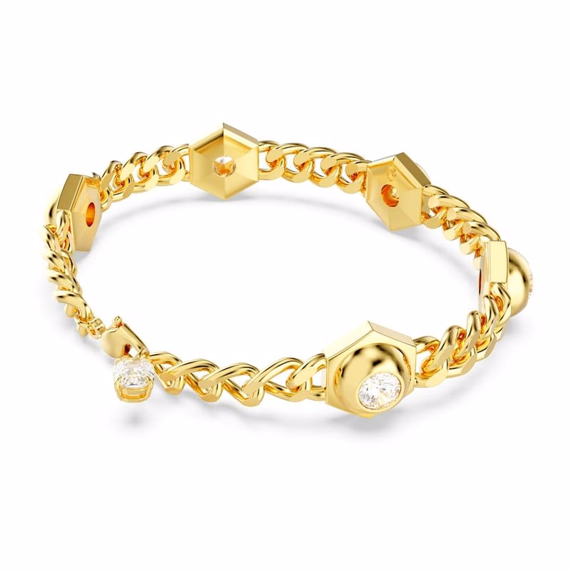 Numina Armband, runder Schliff, weiß, goldfarbene Beschichtung