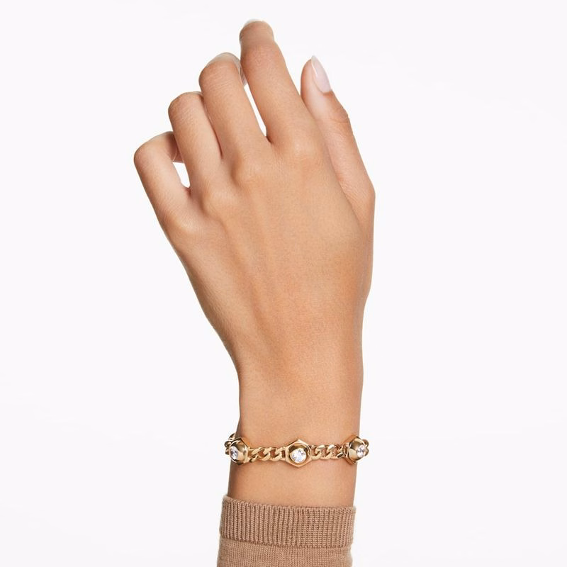Numina Armband, runder Schliff, weiß, goldfarbene Beschichtung
