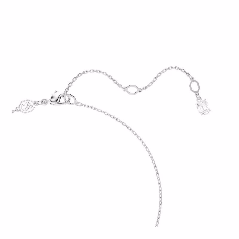 Matrix-Anhänger, Kristallperle, Rundschliff, Weiß, Rhodium-Beschichtung