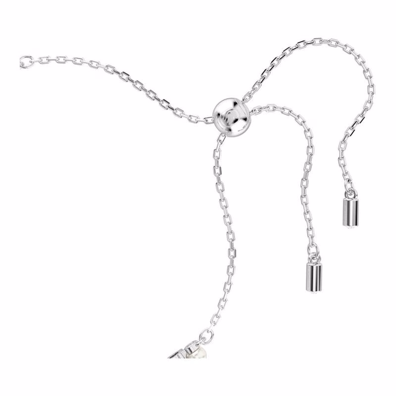 Matrix-Armband, Kristallperle, Rundschliff, Weiß, Rhodium-Beschichtung