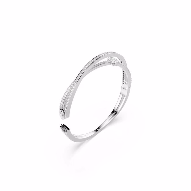 Hyperbola-Armband, verschiedene Größen, Weiß, rhodiniert