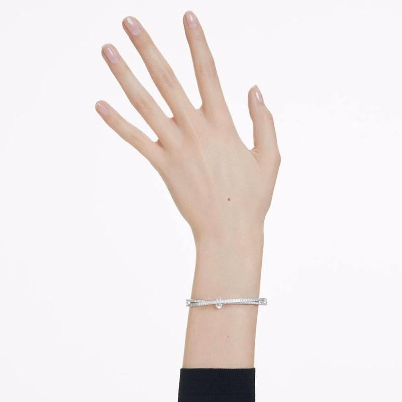 Hyperbola-Armband, verschiedene Größen, Weiß, rhodiniert