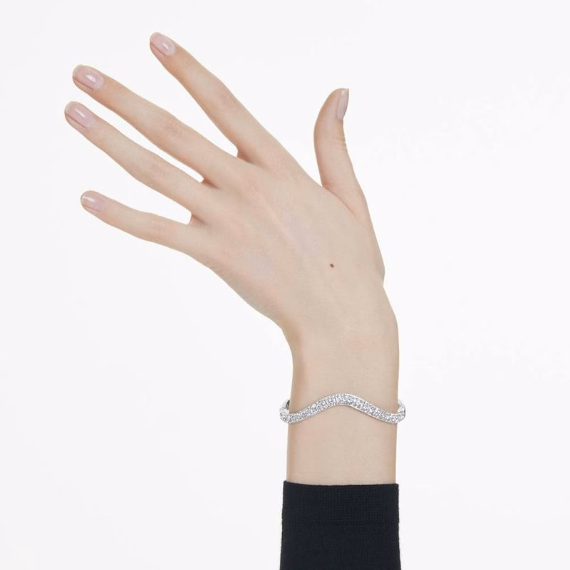 Sublima Armband, runder Schliff, weiß, rhodiniert
