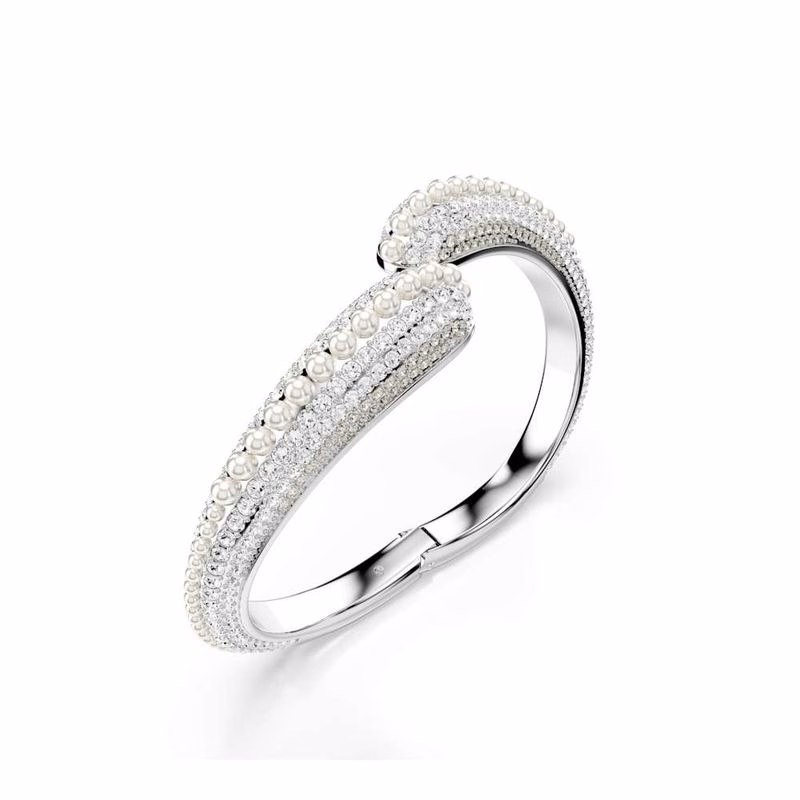 Sublima Armband, Kristallperle, Rundschliff, Weiß, Rhodiumplattiert