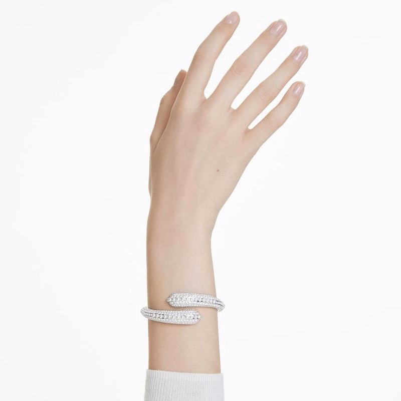 Sublima Armband, Kristallperle, Rundschliff, Weiß, Rhodiumplattiert