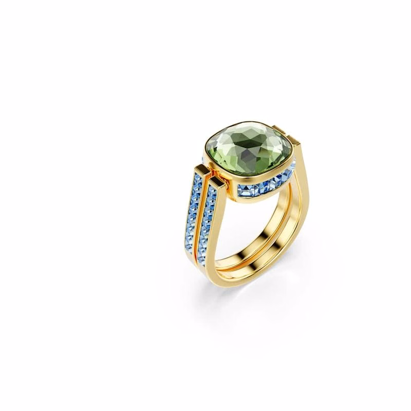 Chroma-Ring, Kissenschliff, mehrfarbig, goldfarben plattiert