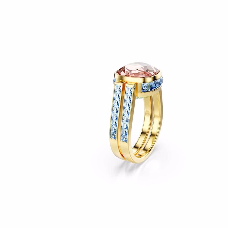 Chroma-Ring, Kissenschliff, mehrfarbig, goldfarben plattiert