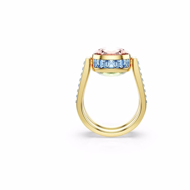 Chroma-Ring, Kissenschliff, mehrfarbig, goldfarben plattiert
