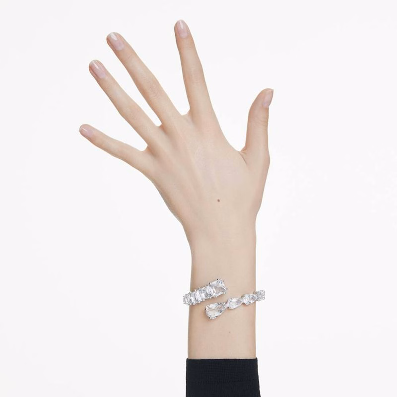 Matrix-Armband, verschiedene Größen, Weiß, rhodiniert