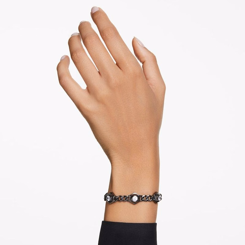 Numina Armband, runder Schliff, weiß, Rutheniumbeschichtung
