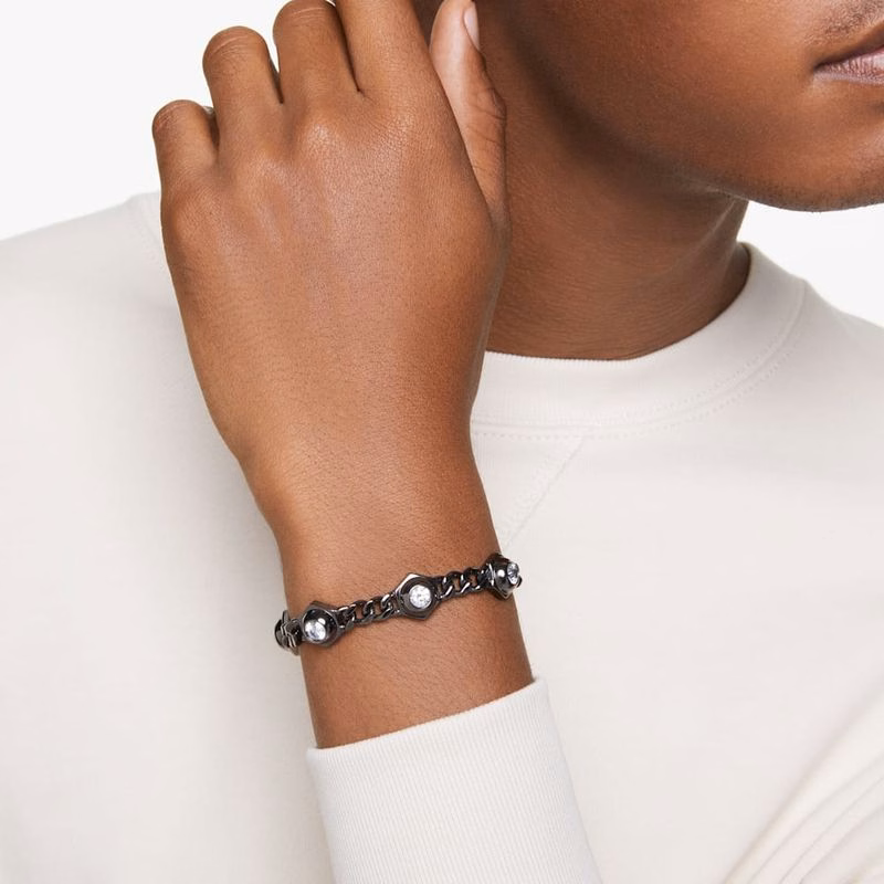 Numina Armband, runder Schliff, weiß, Rutheniumbeschichtung