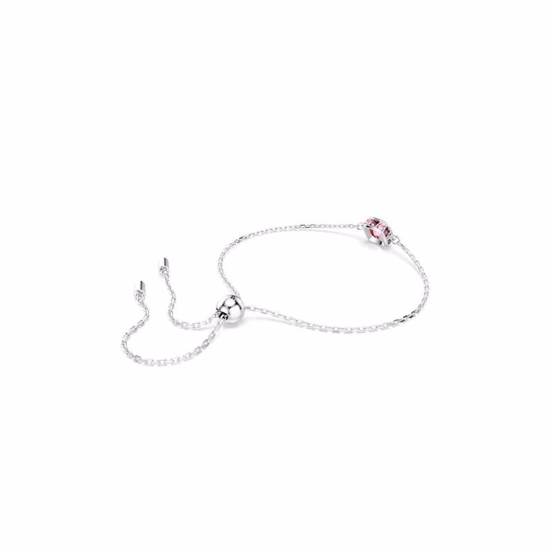 Geburtssteinarmband, quadratisch geschliffen, Oktober, Rosa, rhodiniert