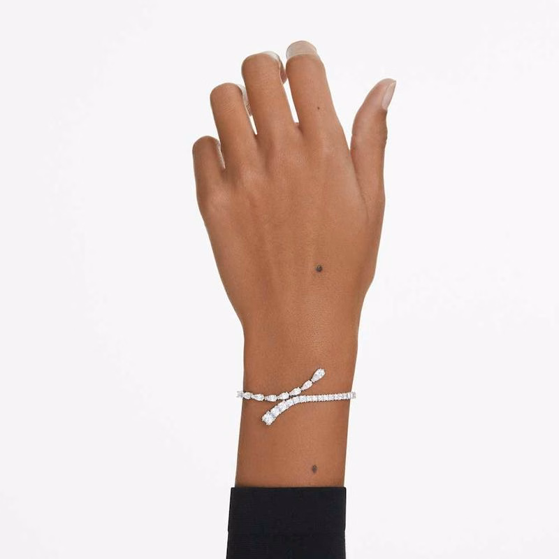 Matrix-Armband, verschiedene Größen, Weiß, rhodiniert