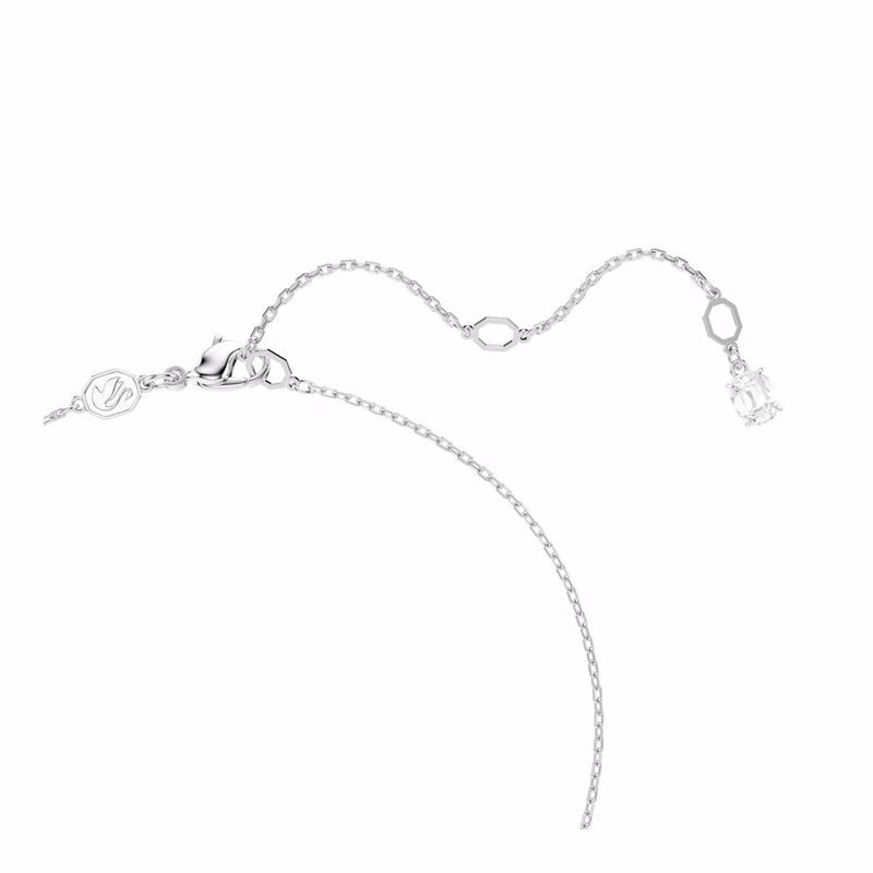 Matrix-Anhänger, Kristallperle, Rundschliff, Weiß, Rhodium-Beschichtung
