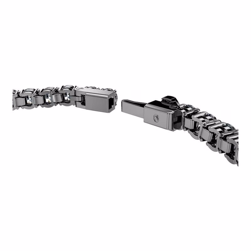 Matrix Tennisarmband, runder Schliff, grau, rutheniumplattiert