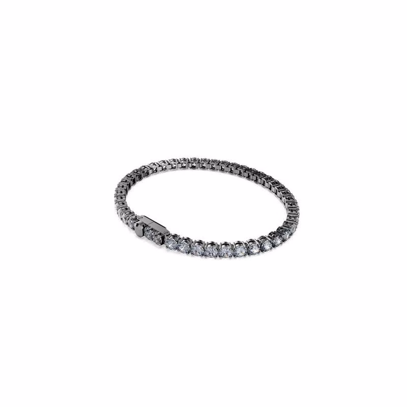 Matrix Tennisarmband, runder Schliff, grau, rutheniumplattiert