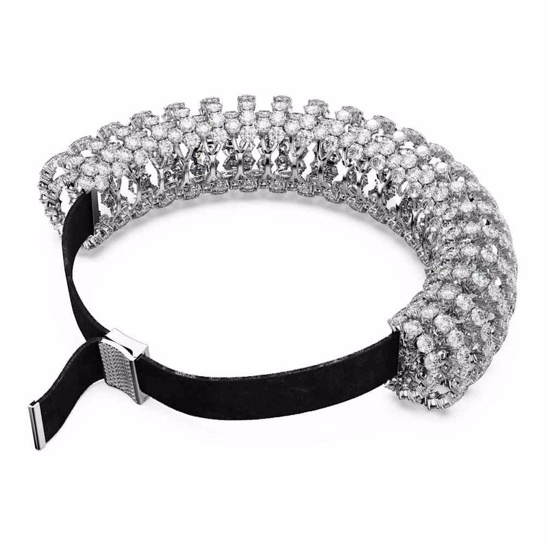 Constella Choker, runder Schliff, weiß, rhodiniert