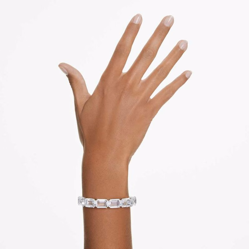 Millenia-Armband, achteckiger Schliff, weiß, rhodiniert