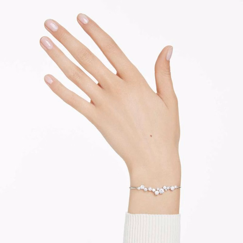 Constella Armband, Kristallperle, Rundschliff, Weiß, Rhodiumplattiert