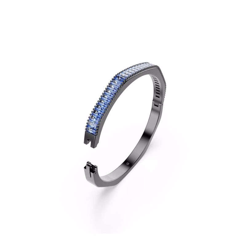 Matrix-Armband, Baguetteschliff, Blau, Ruthenium-plattiert