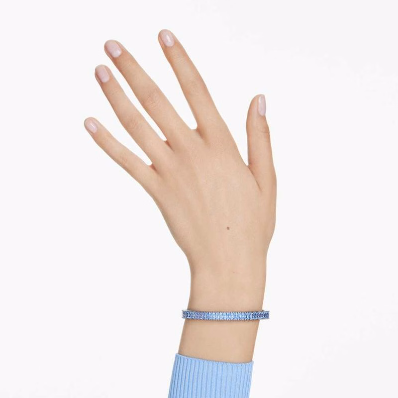 Matrix-Armband, Baguetteschliff, Blau, Ruthenium-plattiert