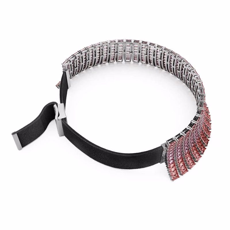 Matrix Choker, Baguette-Schliff, Rosa, Rhodium-plattiert