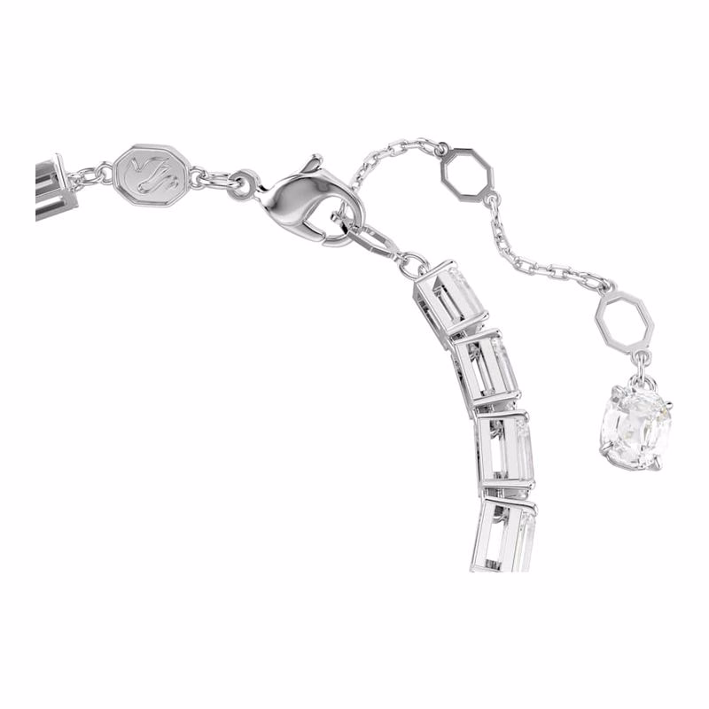 Matrix Tennisarmband, Baguetteschliff, Weiß, Rhodium-plattiert