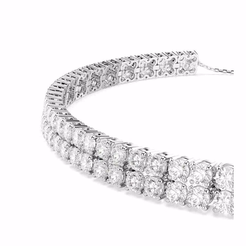 Matrix Choker, runder Schliff, weiß, rhodiniert