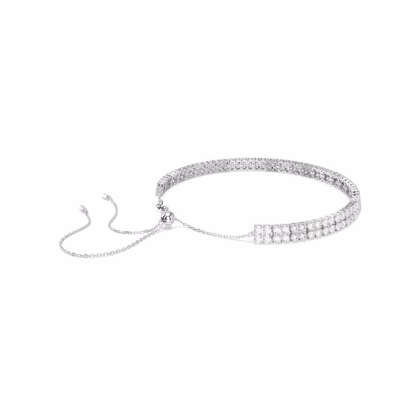 Matrix Choker, runder Schliff, weiß, rhodiniert