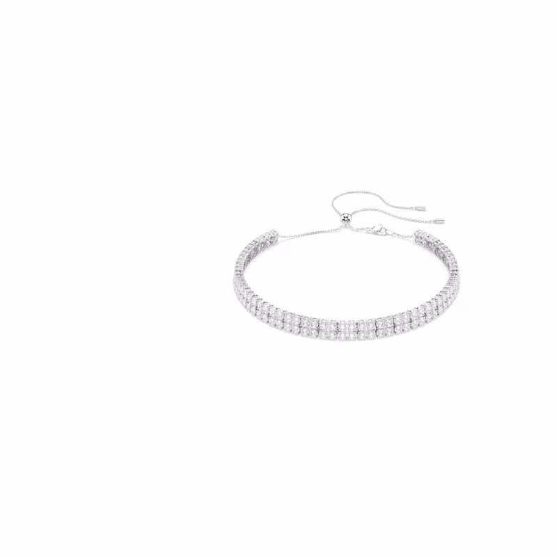 Matrix Choker, runder Schliff, weiß, rhodiniert