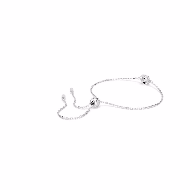 Geburtssteinarmband, quadratisch geschliffen, April, weiß, rhodiniert
