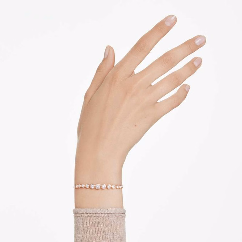 Imber Tennisarmband, gemischte runde Schliffe, rosa, roségoldfarben plattiert
