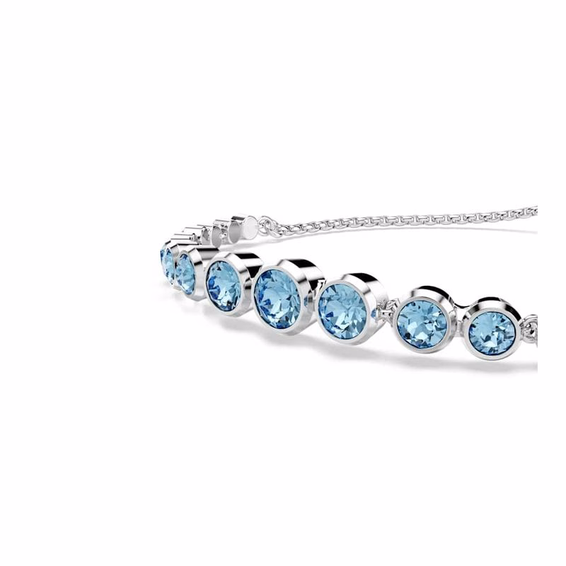 Imber Tennisarmband, gemischte runde Schliffe, blau, rhodiniert