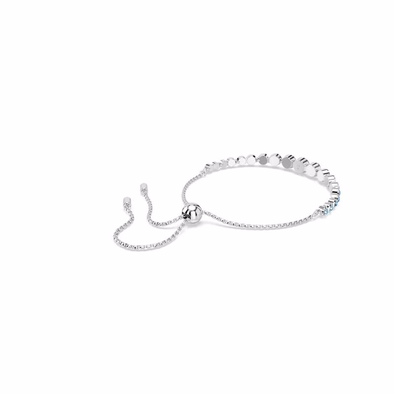 Imber Tennisarmband, gemischte runde Schliffe, blau, rhodiniert