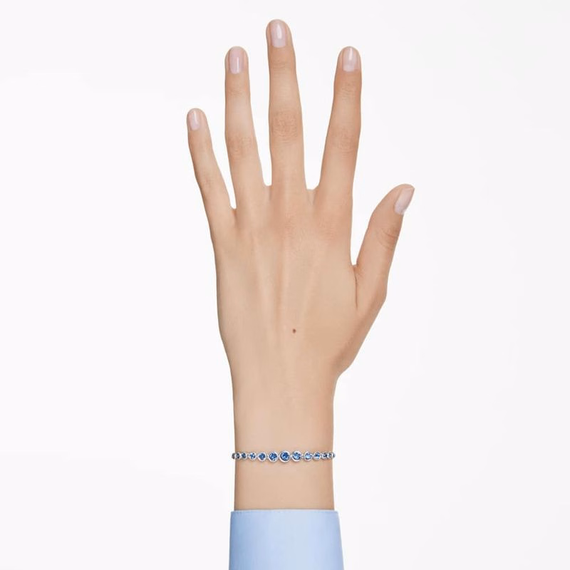 Imber Tennisarmband, gemischte runde Schliffe, blau, rhodiniert