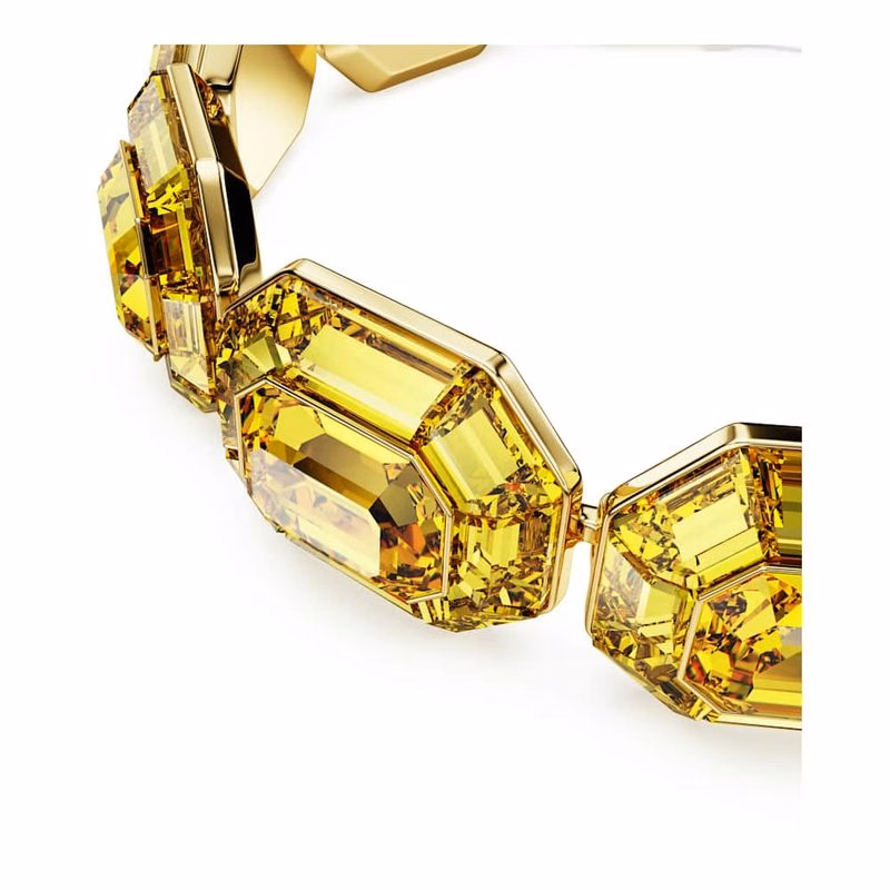 Leuchtendes Choker-Halsband, achteckige Form, gelb, goldfarben plattiert