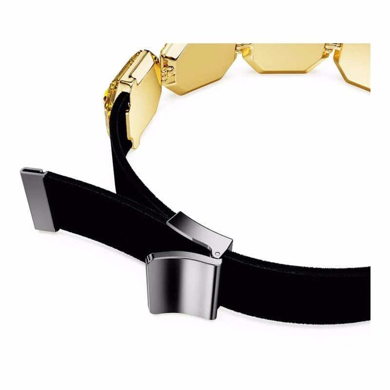 Leuchtendes Choker-Halsband, achteckige Form, gelb, goldfarben plattiert
