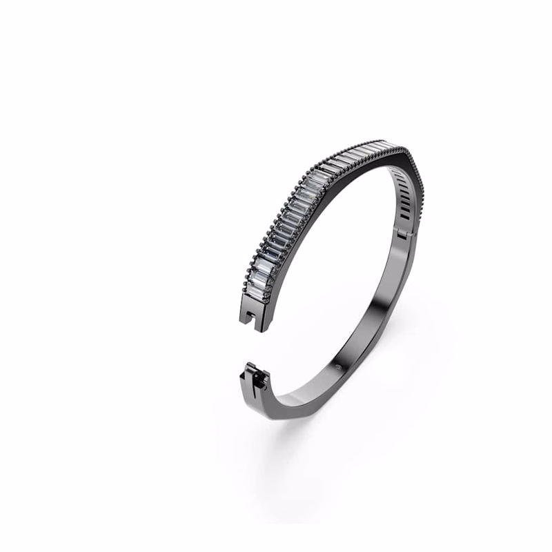 Matrix-Armband, Baguetteschliff, Blau, Ruthenium-plattiert