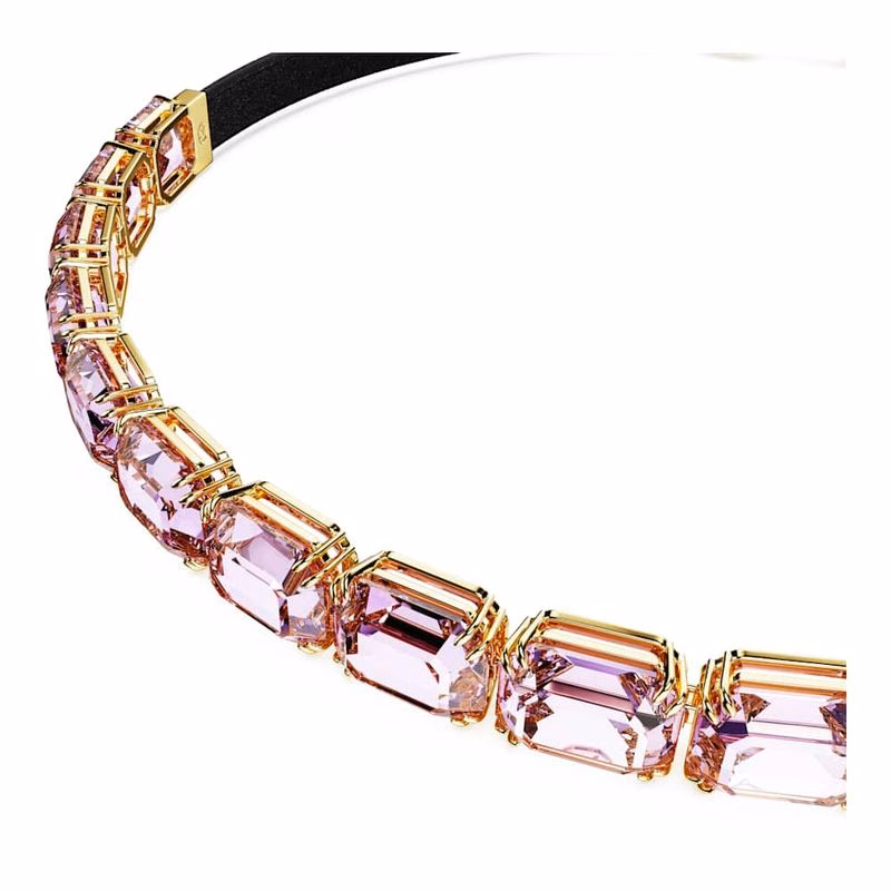 Millenia Tennis-Choker, achteckiger Schnitt, Lila, goldfarben plattiert