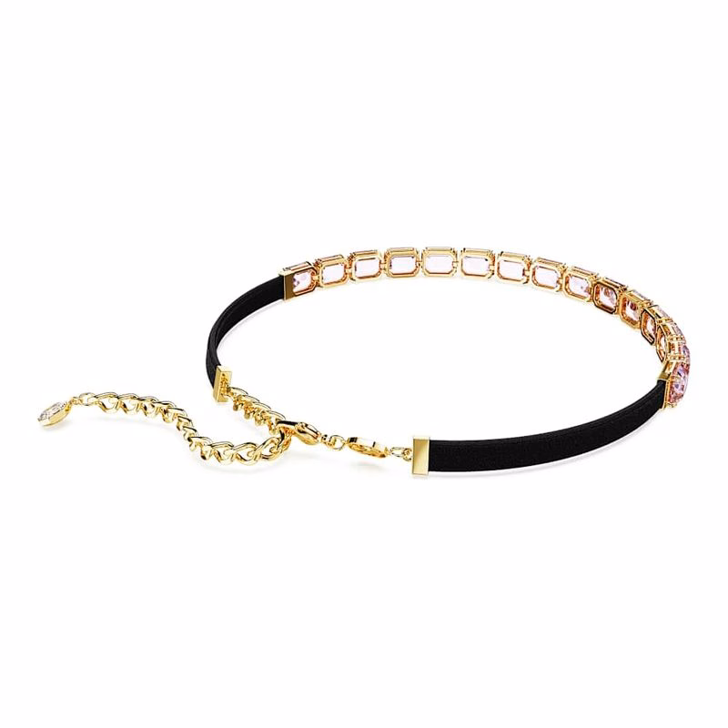 Millenia Tennis-Choker, achteckiger Schnitt, Lila, goldfarben plattiert