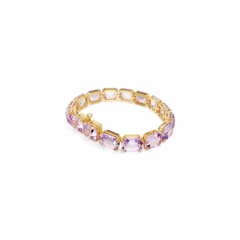 Millenia Tennisarmband, achteckiger Schliff, Lila, goldfarben plattiert